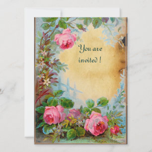 Invitation PINK ROSES & JASMINES parchemin