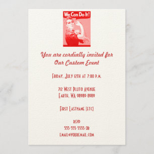 Invitation Pink Rosie le Riveter : "On peut le faire !"Poster
