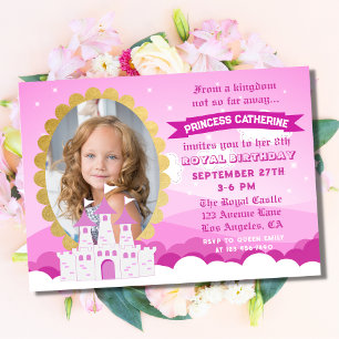 Invitation Pink Royal Princess Castle Girl Anniversaire