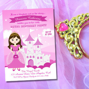 Invitation Pink Royal Princess Castle Girl Anniversaire