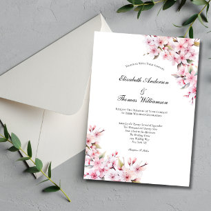 Invitation Pink Sakura Cerry Blossom Floral Mariage élégant