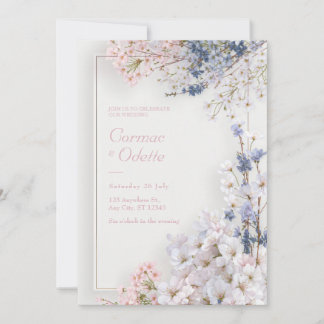 Invitation Pink Sakura Romantic Minimalist Frame Wedding