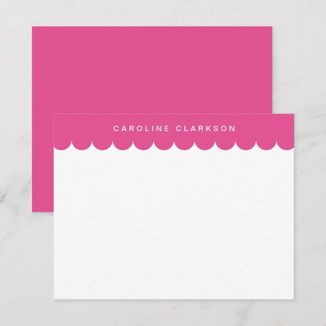 Invitation Pink Scallop Bordure moderne Papier à lettres (Devant / Derrière)