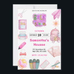 Invitation Pink School tools girl Birthday<br><div class="desc">Pink School tools girl Birthday</div>