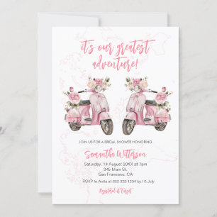 Invitation Pink Scooter plus grande Fête des mariées d'aventu