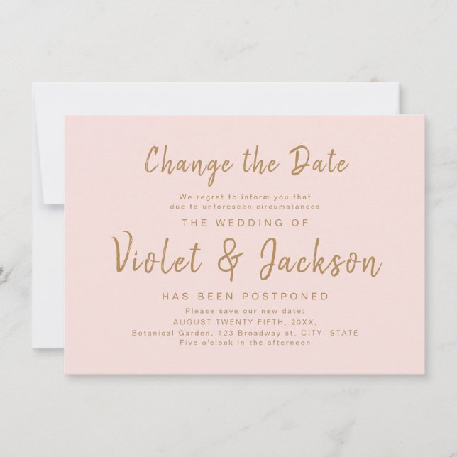 Invitation Pink script minimal modifier le report de date (Devant)