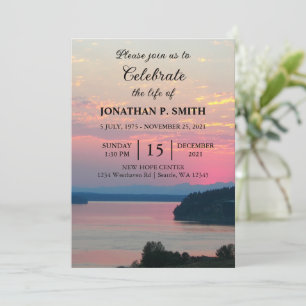 Invitation Pink Seascape Sunset Célébration de la vie