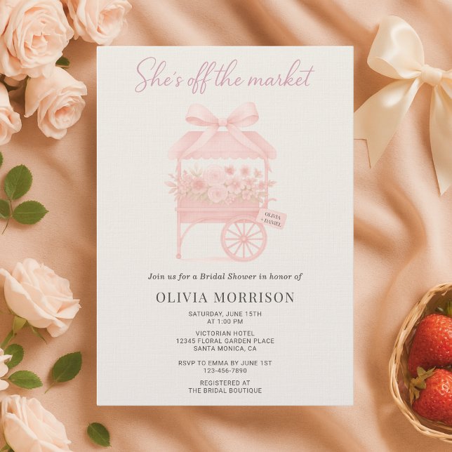 Invitation Pink She's Off the Market Flower Bridal Shower (Créateur téléchargé)