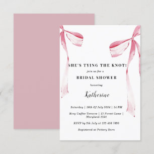 Invitation Pink She's Tying the Knot Bow Fête des mariées