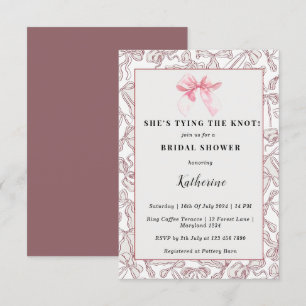 Invitation Pink She's Tying the Knot Bow Fête des mariées