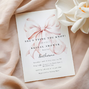 Invitation Pink She's Tying the Knot Bow Fête des mariées