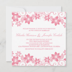 Invitation Pink Simple Floral Wedding