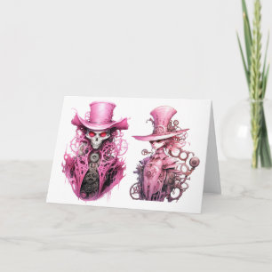 Invitation Pink Skeleton Ghost Steampunk