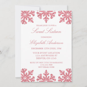 Invitation Pink Snowflake hiver Sweet 16