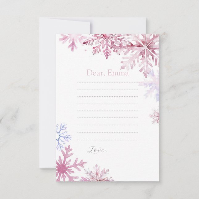Invitation Pink Snowflake Time Capsule Card (Devant)