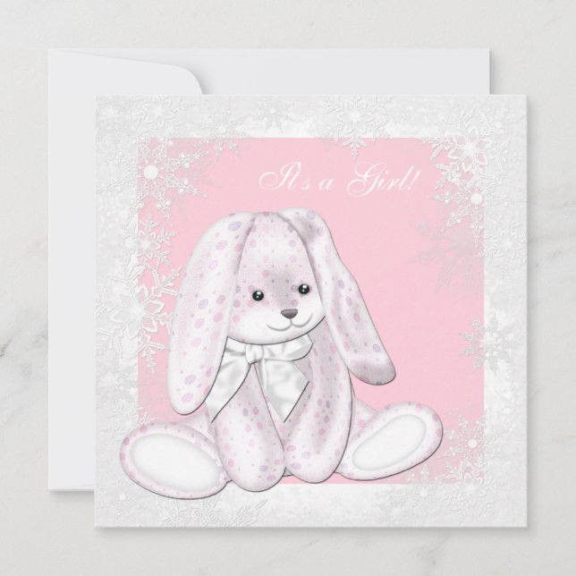 Invitation Pink Snowflake Winter Wonderland Baby shower (Devant)