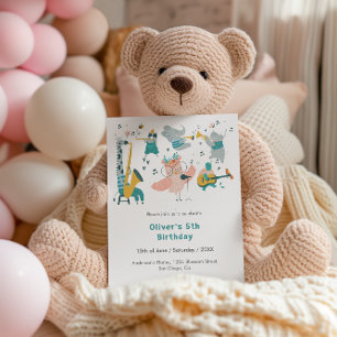 Invitation Pink Songbird avec bande d'animaux