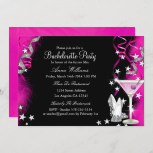 Invitation Pink Sparkle Heels & Cocktail Bachelorette Party 2