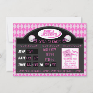 Invitation Pink Sports Football Scoreboard Baby Girl Douche