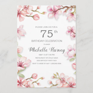 Invitation Pink Spring Garden Floral 75e fête d'anniversaire