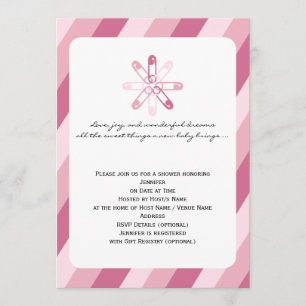 Invitation Pink Stripe Bébé Pin Bébé Douche Fille