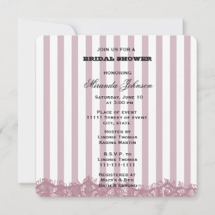 Invitation Pink Stripes et dentelle