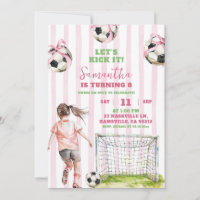 Pink Stripes Girl Soccer Let's Kick It Anniversair
