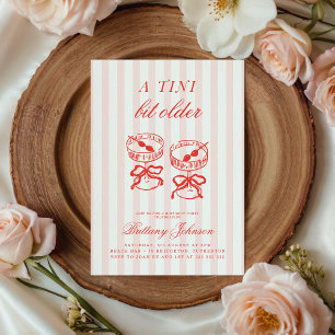 Invitation Pink Stripes Tini Bit Anniversaire