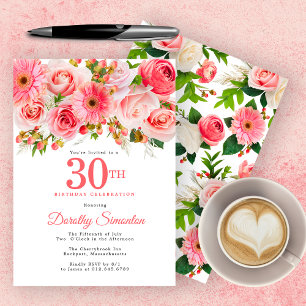 Invitation Pink Summer Floral Joli 30e anniversaire