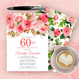 Invitation Pink Summer Floral Joli 60e anniversaire