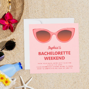 Invitation Pink Sunnies Beach Bachelorette Week-end