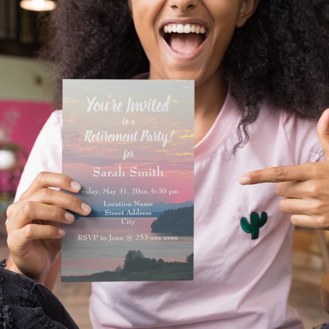 Invitation Pink Sunset Photo Retraite Party (In Situ)