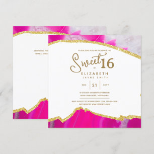 Invitation Pink SWEET 16 Moderne Unique 16ème Anniversaire