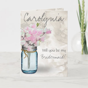 INVITATION PINK SWEET PEAS VINTAGE MASON JAR WATERCOLEUR