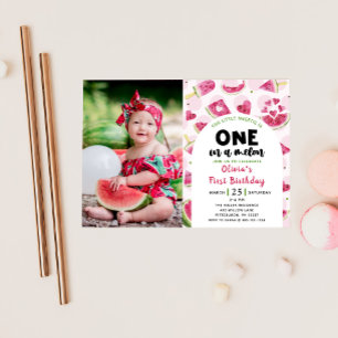 Invitation Pink Sweet Watermelon Anniversaire 1er anniversair