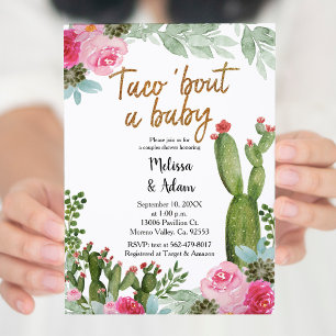 Invitation Pink Taco à propos d'un Baby shower de bébé Cactus