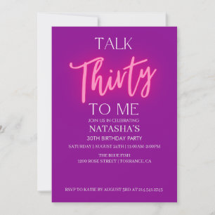 Invitation Pink Talk 30 To Me 30e anniversaire de fête Invita