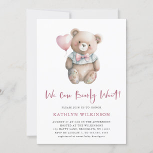 Invitation Pink Teddy Nous Pouvons Attendre Un Baby shower Fi