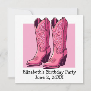 Invitation Pink tendance fille bottes fille fête d'anniversai
