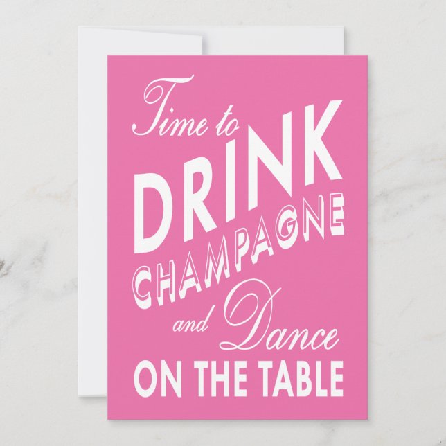 Invitation Pink Time to Dance sur la Table Bachelorette Party (Devant)