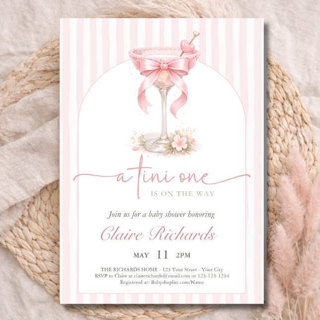 Invitation Pink Tini One Is On The Way Baby Shower Arched  (Créateur téléchargé)