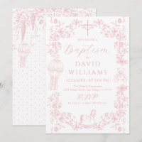Pink Toile Girl Baptême Élégant numérique