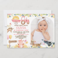 Pink Tractor Arch Farm Animaux 1er anniversaire