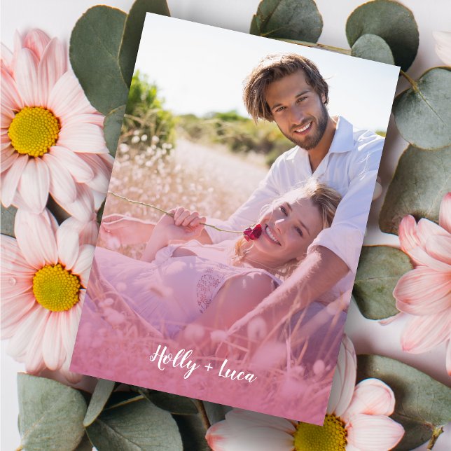 Invitation Pink Trendy Transparency Effect Photo Couple (Créateur téléchargé)