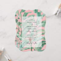 Pink Tropical Banana Palm Feuille Mariage