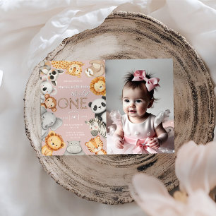 Invitation Pink Tropical Wild One Jungle Safari Animaux