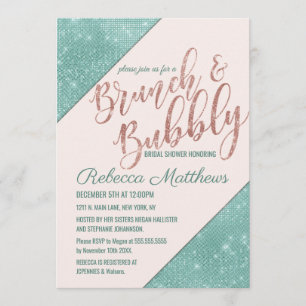Invitation Pink Turquoise Bleu Faux Parties scintillant Sequi