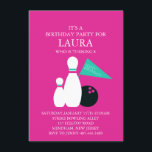 Invitation Pink & Turquoise Kids Bowling Party Anniversaire I<br><div class="desc">Pink & Aqua Bowling Party Anniversaire Invitation. Plus de designs amusants dans le Little Bayleigh Store!</div>