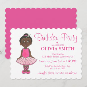 Invitation Pink Tutu Ballerina Ballet Danseuse Anniversaire