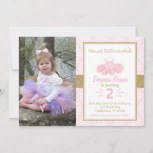 Invitation Pink Tutu Ballerina Girl Photo Anniversaire Invita